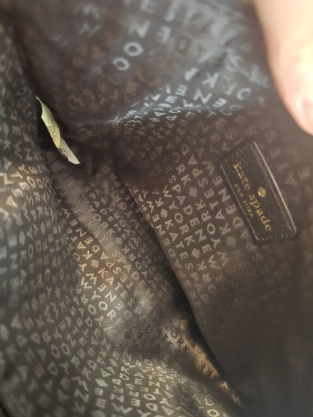 Kate Spade Black Leather Cluch With Gold Logo